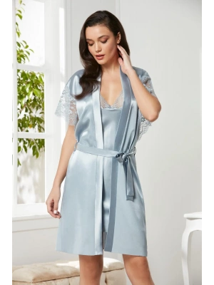 Pierre Cardin Saten Dantelli Gecelik ve Sabahlık Takımı 4438 - Mist