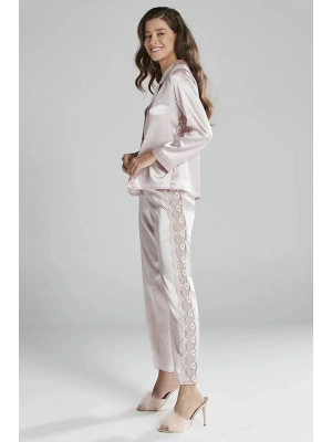 Pierre Cardin Saten Dantelli Pijama Takımı 1438 - Pudra