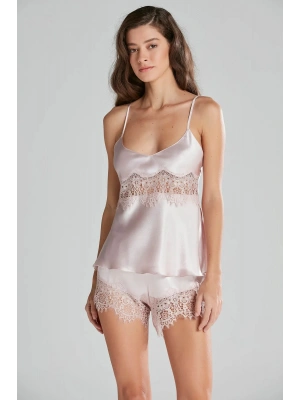 Pierre Cardin Saten Dantelli Şort Babydoll Takım 435 - Pudra