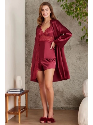 Pierre Cardin Saten Dörtlü Gelin Çeyiz Seti 7015 - Bordo