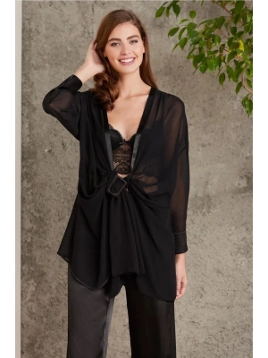 Pierre Cardin Saten Dörtlü Gelin Çeyiz Seti 7035 - Siyah