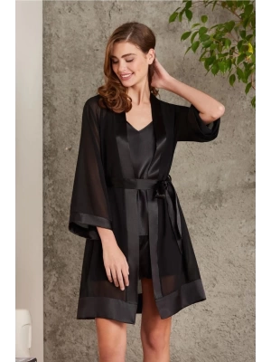 Pierre Cardin Saten Dörtlü Gelin Çeyiz Seti 7085 - Siyah