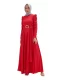 Bel Detaylı Saten Abiye Elbise 711-Kırmızı