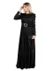 Bel Detaylı Saten Abiye Elbise 711-Siyah