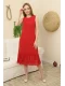 Büzgü Detaylı Şifon Elbise 1755-Kırmızı