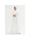 Göğüs Detaylı Saten Elbise 696-Beyaz