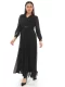 Plise Ve Boncuk Detaylı Büyük Beden Elbise 2213- Siyah