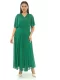 Taş Ve İnci Detaylı Büyük Beden Elbise 2212- Yeşil