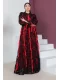 Fırfır Detaylı Dantel Tesettür Abiye Elbise 773-Siyah/Kırmızı