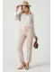 Kadın Kumaş Pantolon Cep Detaylı Bilek Boy 1712-Bej