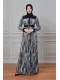 Leila Piton Desenli Kadife Elbise 699-Siyah