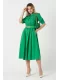 Nakış Ve Kemer Detaylı Poplin Elbise 1778-Yeşil