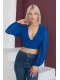 Şifon Crop Bluz 1766-Sax