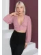 Şifon Crop Bluz 1766-Koyu Gül