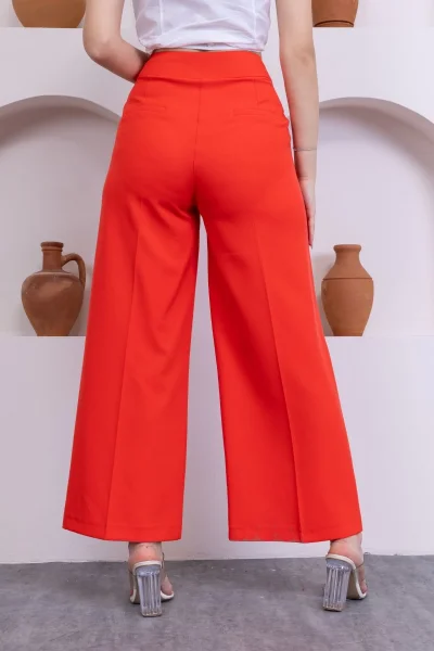 Cep Detaylı Palazzo Pantolon 327-Mercan