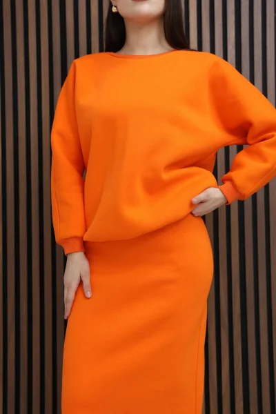 Basic Comfort Şardonlu Etekli Takım 6073-Oranj