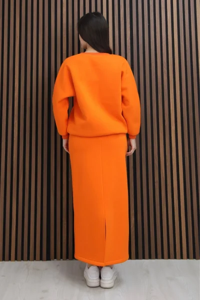 Basic Comfort Şardonlu Etekli Takım 6073-Oranj