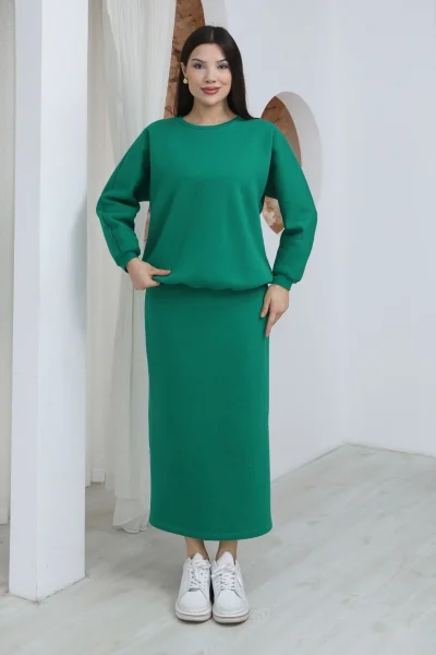Basic Comfort Şardonlu Etekli Takım 6073-Yeşil