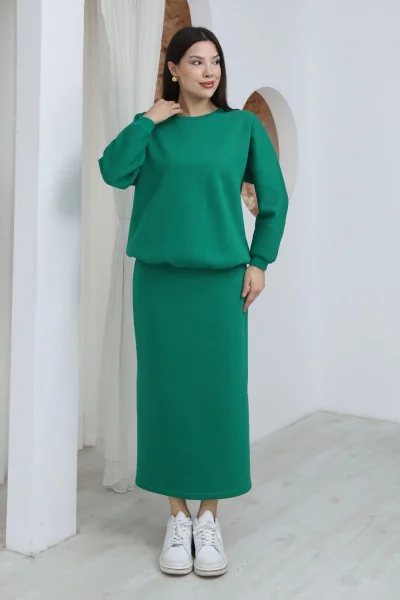 Basic Comfort Şardonlu Etekli Takım 6073-Yeşil
