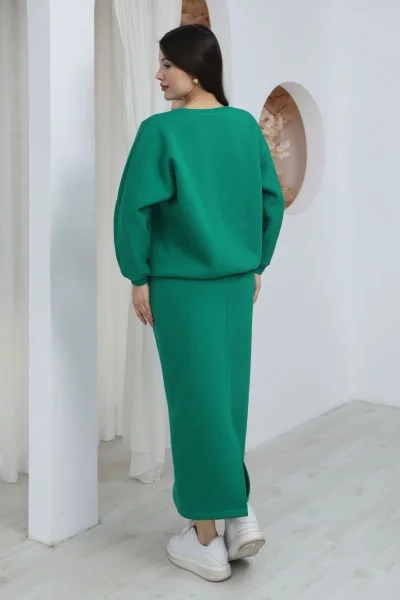 Basic Comfort Şardonlu Etekli Takım 6073-Yeşil