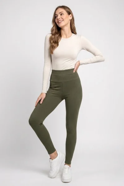 Esnek Fitilli Yüksek Bel Toparlayıcı Kaşkorse Tayt 5011-Yeşil