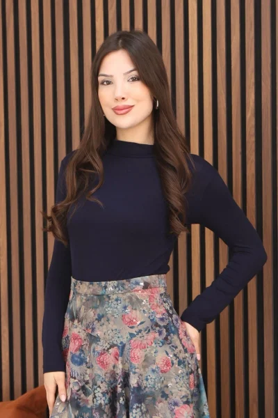 Balıkçı Yaka Likralı Penye Body 5995-Lacivert