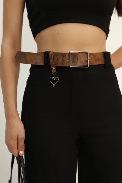 Aksesuar Ve Kemer Detaylı Palazzo Kumaş Pantolon 6115-Siyah