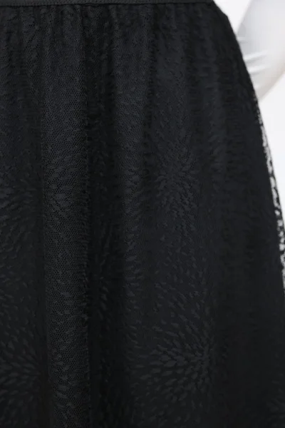 Asimetrik Kesim Lastikli Dantel Etek 6002E-Siyah