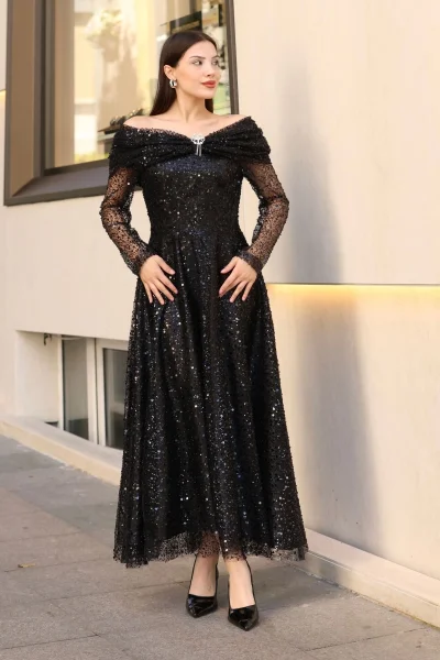 Aşkın Büyüsü Abiye Elbise 6054-Siyah