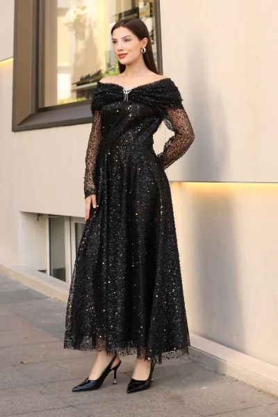 Aşkın Büyüsü Abiye Elbise 6054-Siyah