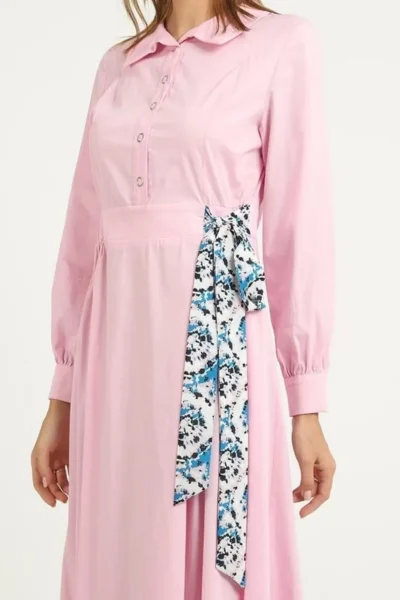 Bağlama Detaylı Maxi Elbise 664-Pembe