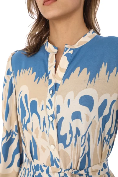 Bağlama Detaylı Viskon Elbise 6002-Bej