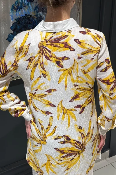 Bağlama ve Broş Detaylı Ayrobin Tunik 108-Sarı