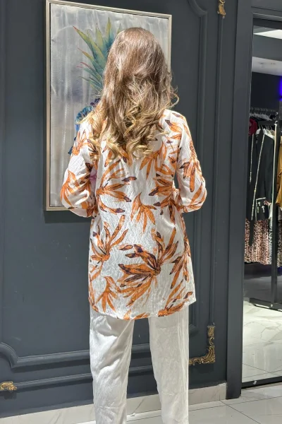 Bağlama ve Broş Detaylı Ayrobin Tunik 108-Turuncu