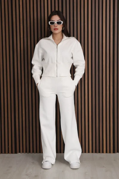 Basic Fermuarlı İkili Takım 5001-Beyaz