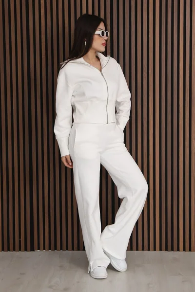 Basic Fermuarlı İkili Takım 5001-Beyaz