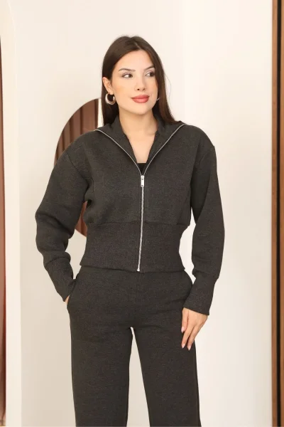 Basic Fermuarlı İkili Takım 5001-Gri