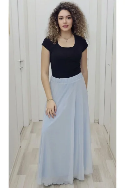 Bel Lastikli Kloş Şifon Etek 6003-Bebe Mavisi