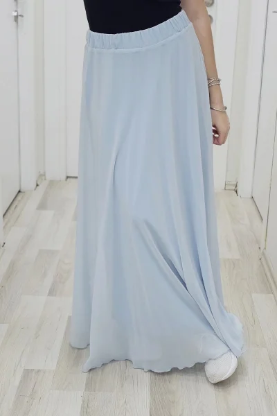Bel Lastikli Kloş Şifon Etek 6003-Bebe Mavisi