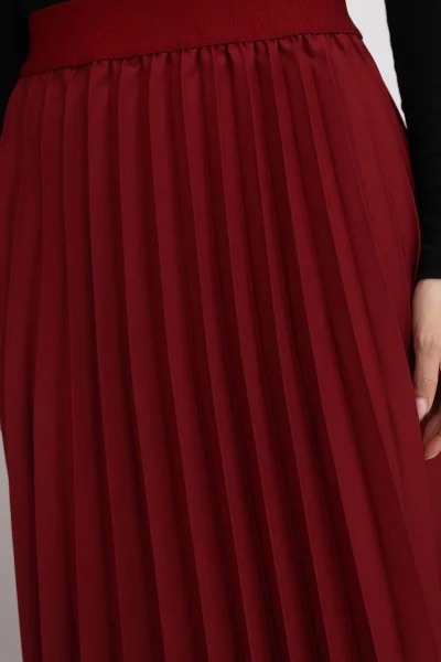 Beli Lastikli Piliseli Etek 6017-Bordo