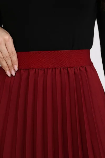 Beli Lastikli Piliseli Etek 6017-Bordo