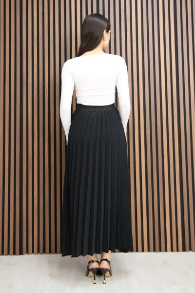 Beli Lastikli Piliseli Etek 6018E-Siyah