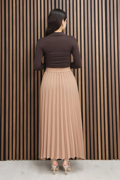 Beli Lastikli Piliseli Etek 6018E-Taba