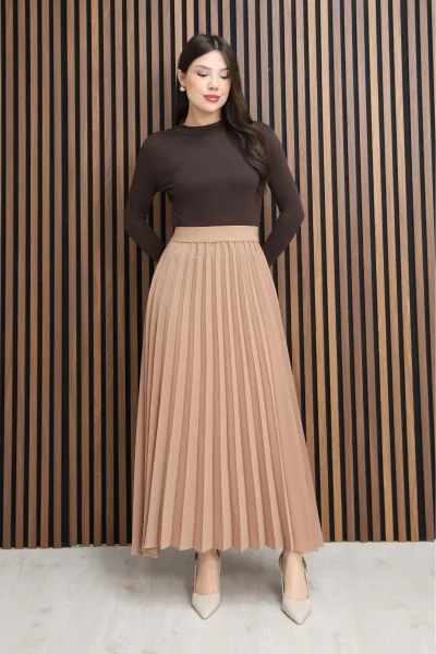 Beli Lastikli Piliseli Etek 6018E-Taba