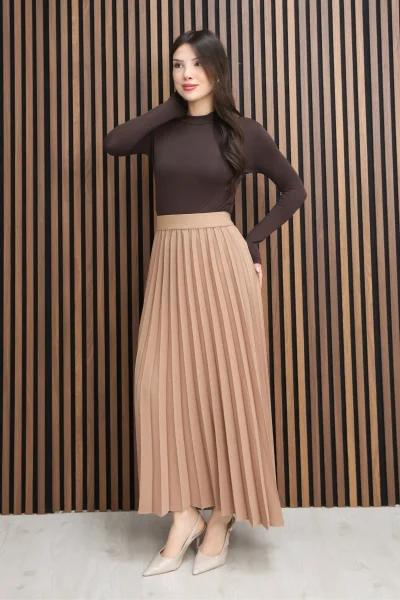 Beli Lastikli Piliseli Etek 6018E-Taba