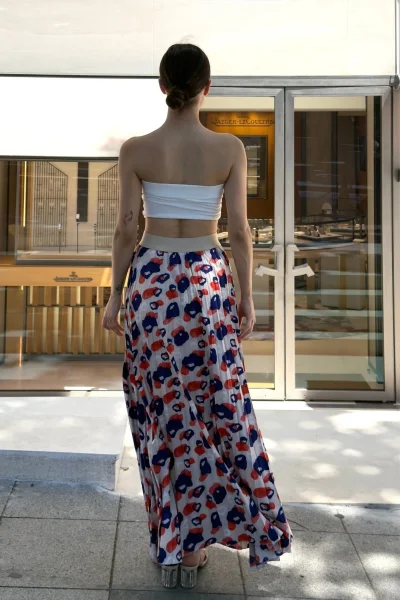 Beli Lastikli Pliseli Etek 6029 Bej/Lacivert