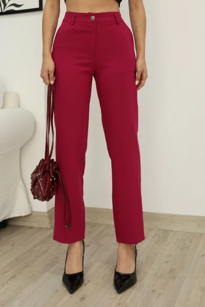 Cep Detaylı Kumaş Pantolon 6154-Fuşya
