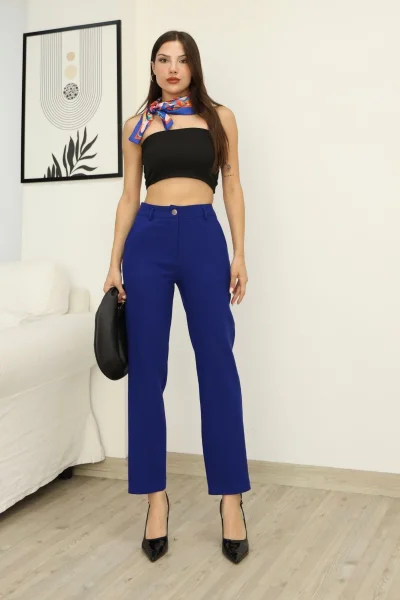 Cep Detaylı Kumaş Pantolon 6154-Lacivert