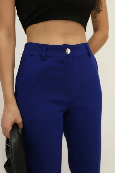 Cep Detaylı Kumaş Pantolon 6154-Lacivert