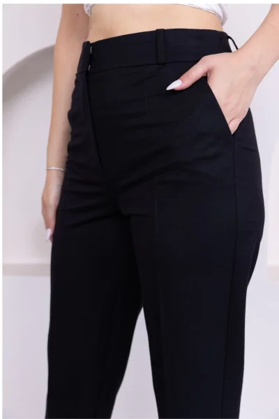 Cep Detaylı Örme Kumaş Kadın Pantolon 0040-Siyah
